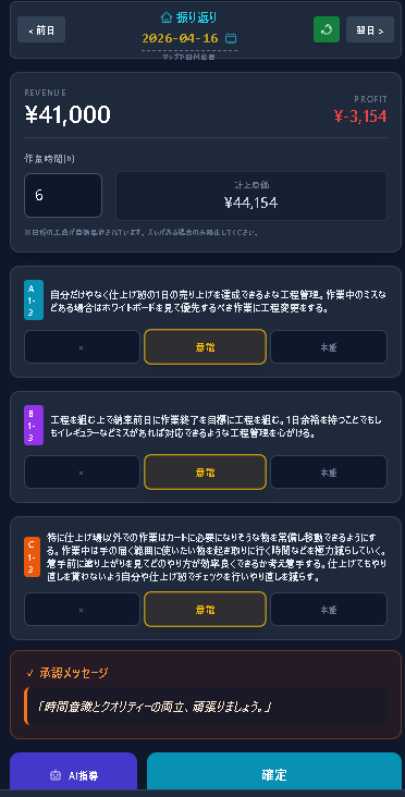 GSTA2 毎日の振り返り — 売上・利益・ABC評価