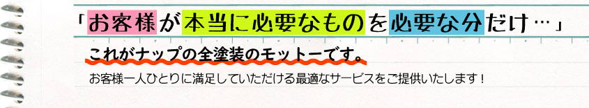 「お客様が本当に必要なものを必要な分だけ…」をモットーとしたナップの全塗装には理由があります。